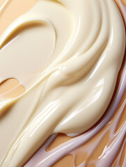 Elegant Swirls of Cream and White, Cosmetic Texture Background, Creamy Texture