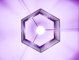 Light purple Abstract geometric centered hexagonal shape with copy space - obrazy, fototapety, plakaty