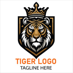 tiger head , tiger face, Tiger head crown mascot logo