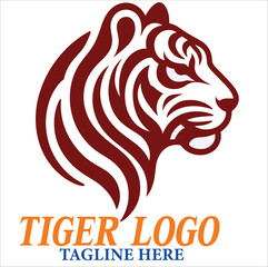 tiger head , tiger face, Tiger head fierce line art logo design