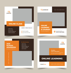 School admission square banner, educational banner and social media post template, Ads, Promotions, Business, School