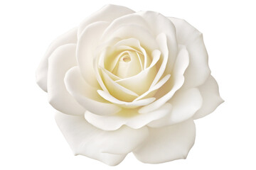 rose flower white bud, top view, isolated background