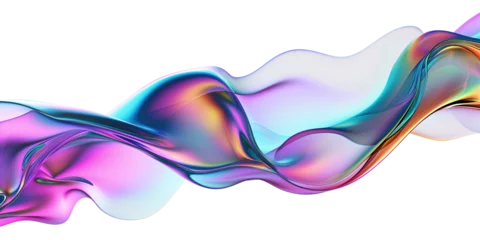 Wandcirkels plexiglas 3d rendering multicolored flowing abstract iridescent wave shape. © SRITE KHATUN