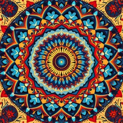 Intricate Mandala Pattern with Vibrant Colors and Ethnic Motifs