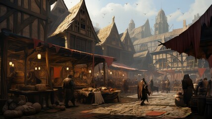 Medieval market created with Generative AI