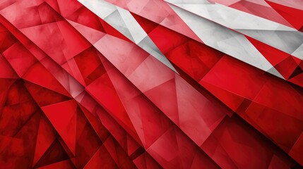 Modern abstract design of red and white background with layers of texture of triangles and rhombuses