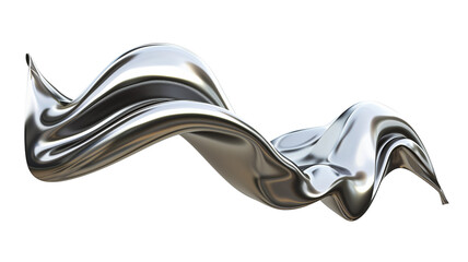 3d rendering wave chrome metallic band. Flowing abstract metal shape. - obrazy, fototapety, plakaty