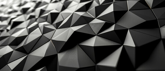 Dark geometric shapes with a textured, shimmering surface. - obrazy, fototapety, plakaty