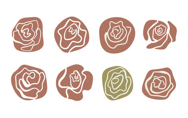 Abstract rose flowers vector clipart. Spring illustration.