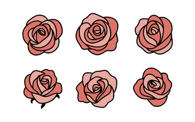 Abstract rose flowers vector clipart. Spring illustration.