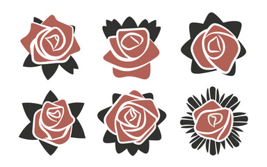 Abstract rose flowers vector clipart. Spring illustration.