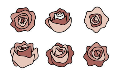 Abstract rose flowers vector clipart. Spring illustration.