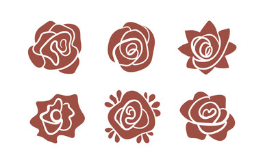 Abstract rose flowers vector clipart. Spring illustration.