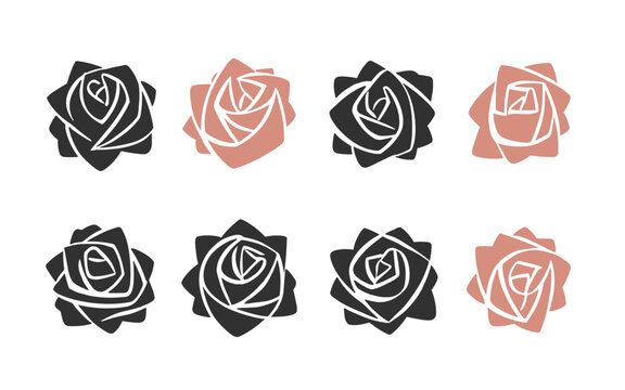 Abstract rose flowers vector clipart. Spring illustration.