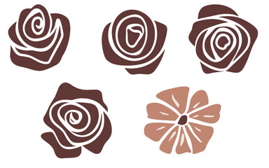 Abstract rose flowers vector clipart. Spring illustration.