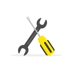 A set of tools for a master mechanic or plumber. Vector illustration of a wrench and screwdriver on a white background