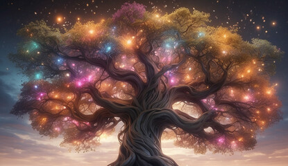 Fototapeta na wymiar tree, magic, Power, Life, Powerful, Energy, Root, mystery, fantasy, AI Generated