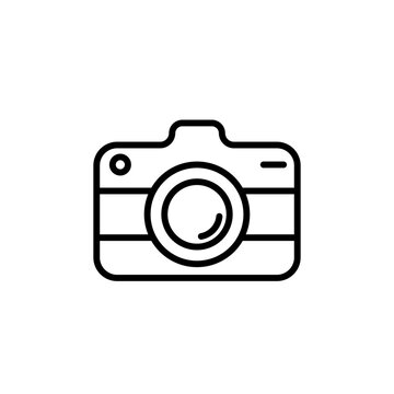 Imaging Device line icon. Snapshot Camera icon in black and white color.