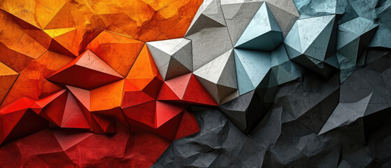 Abstract polygonal landscape wallpaper with sharp geometric shapes. - obrazy, fototapety, plakaty