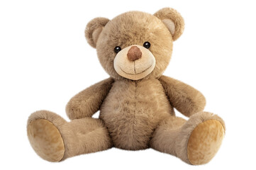 Cute brown teddy bear on transparent background 