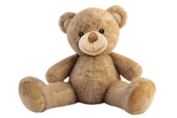 Cute brown teddy bear on transparent background 