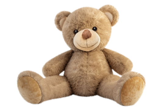 Cute brown teddy bear on transparent background 