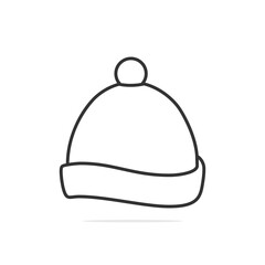 A knitted winter bobble hat isolated on a white background