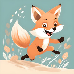 Obraz premium red fox in the forest cartoon
