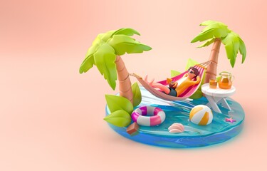 Isolated 3D Hammock. 3D Illustration