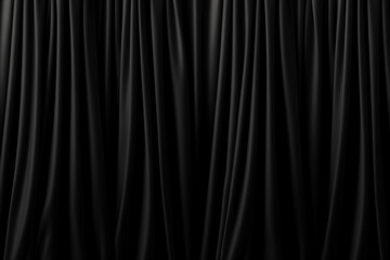 black window curtains with folds - obrazy, fototapety, plakaty
