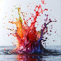 Colorful liquid art, interplay of water and paint