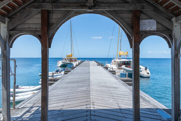 Embarcadère de la ville de Saint Pierre dans le nord de l'île de La Martinique, Antilles Françaises.	