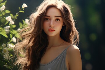Portrait image of a girl in animated style