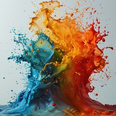 Colorful paint merging in water, close-up shot