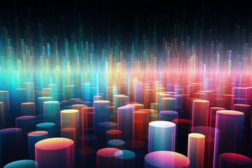 Fototapeta premium Abstract multi coloured cylinders. Cloud computing technology and innovation concept