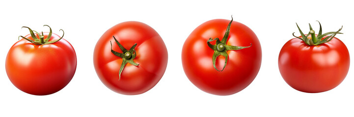 Set of tomato top view isolated on white or transparent background