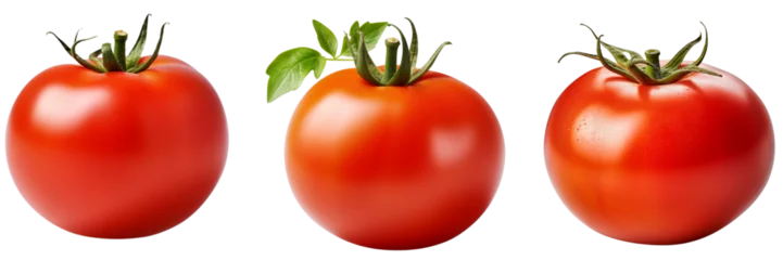 Fotobehang Set of tomato top view isolated on white or transparent background © ArunKanti