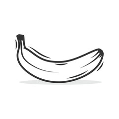 Cartoonish Banana on yellow background health food nature fruit logo symbol hand drawn illustration