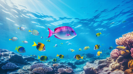 Fototapeta na wymiar Fish swim in the Red Sea colorful fish