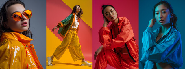 Dynamic Women's Fashion. Vivid Colors, Sporty Chic, and Modern Style