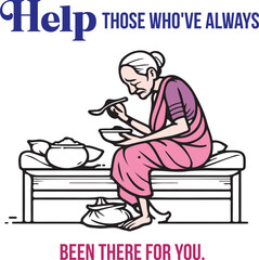 Poor elderly people help vector