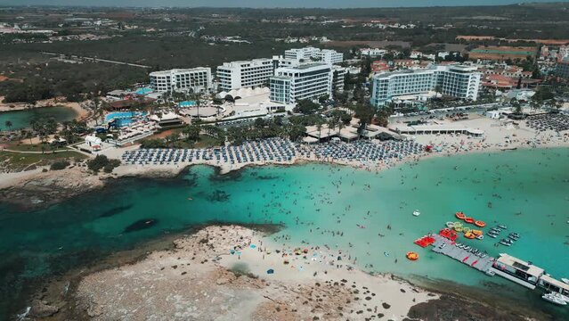 Cyprus, Ayia Napa, Nissi Beach, Beautiful summer, Blue sea, Drone view
