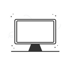 Computer monitor display with empty screen isolated on light background.