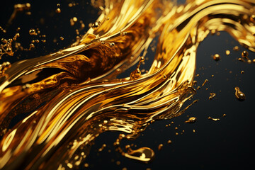 Dynamic Splash of Gold Fluid