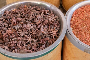 Dried star anise in the Al Fahidi Historical Neighbourhood, Dubai, UAE