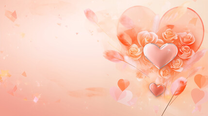 valentines day background, light orange and pale pink.