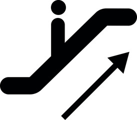 Escalator up arrow safety signs. Caution signs and symbols.