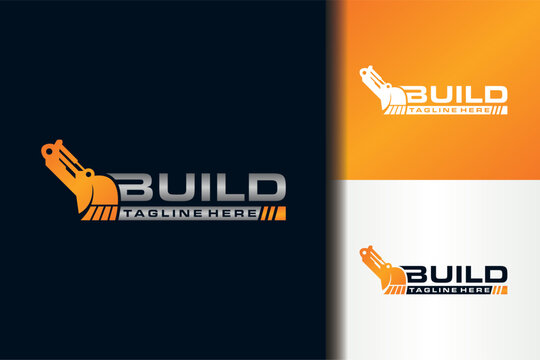 excavator logo machine construction vector template