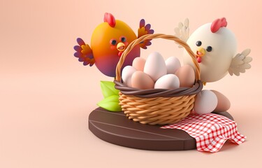 Isolated Chicken Eggs. 3D Illustration