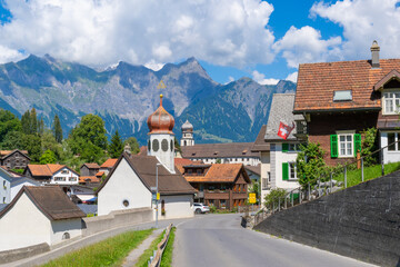 Village of Pfäfers above Bad Ragaz, Sarganserland in the Kanton of St. Gallen in Switzerland